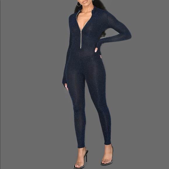 Pants - Midnight-Shimmer Blue One Piece Body Suit